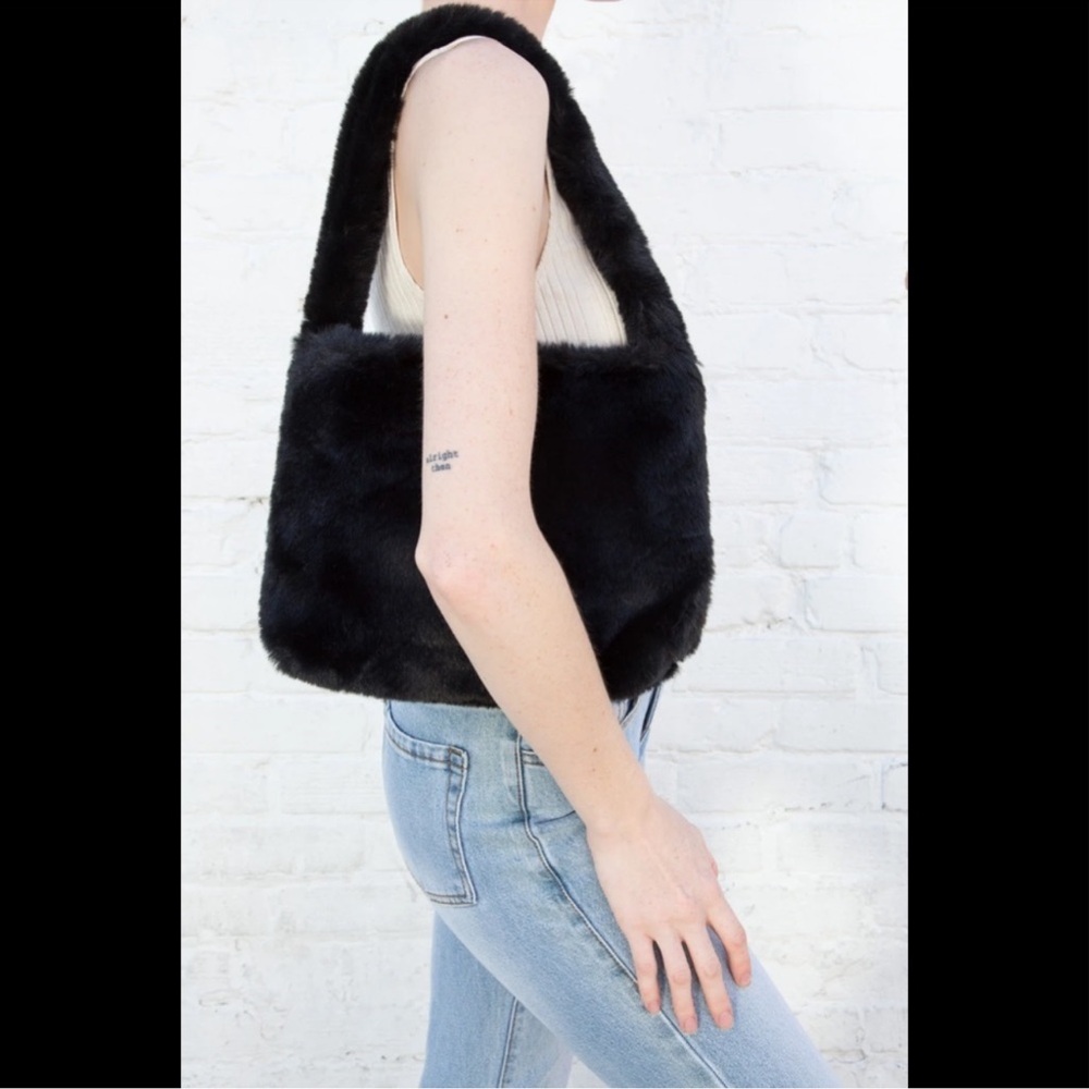 Brandy Melville Fuzzy Faux Fur Black Tote bag